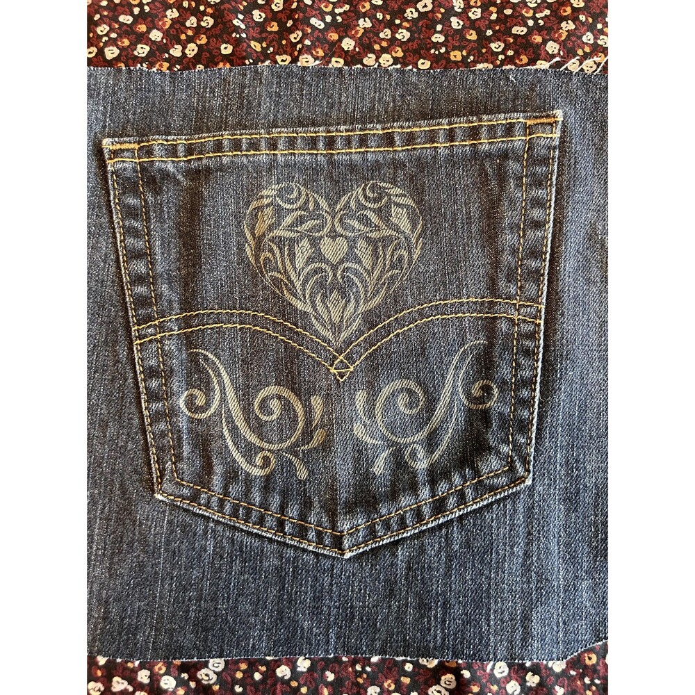 Pair of Reclaimed Levis Denim Pockets • Laser Engraved Heart & Flourish